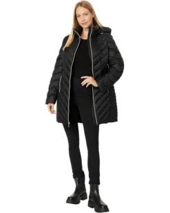 MICHAEL Michael Kors Zip Front Knee Length Chevron Packable M426666BZ | Coats & Outerwear -Flex Shoe Store 61ayJTKoeAL. AC SR736920