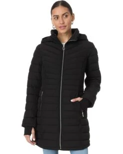 MICHAEL Michael Kors Mid Length Zip Front Packable M425528BZ | Coats & Outerwear