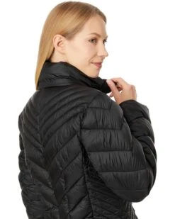 MICHAEL Michael Kors Zip Front Knee Length Chevron Packable M426666BZ | Coats & Outerwear -Flex Shoe Store 717SBs5Tl8L. AC SR736920