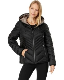 MICHAEL Michael Kors Zip Front Chevron Packable M424833BZ | Coats & Outerwear